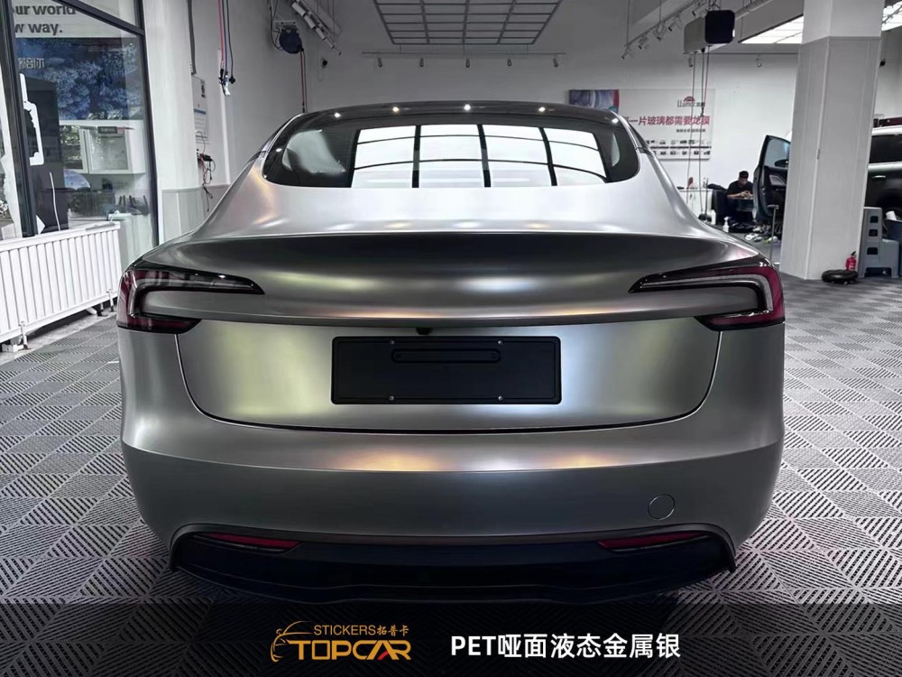 Premium Car Wrap Matte | TOPCAR Liquid Metal Matte Space Silver Car Wrap Vinyl Silver