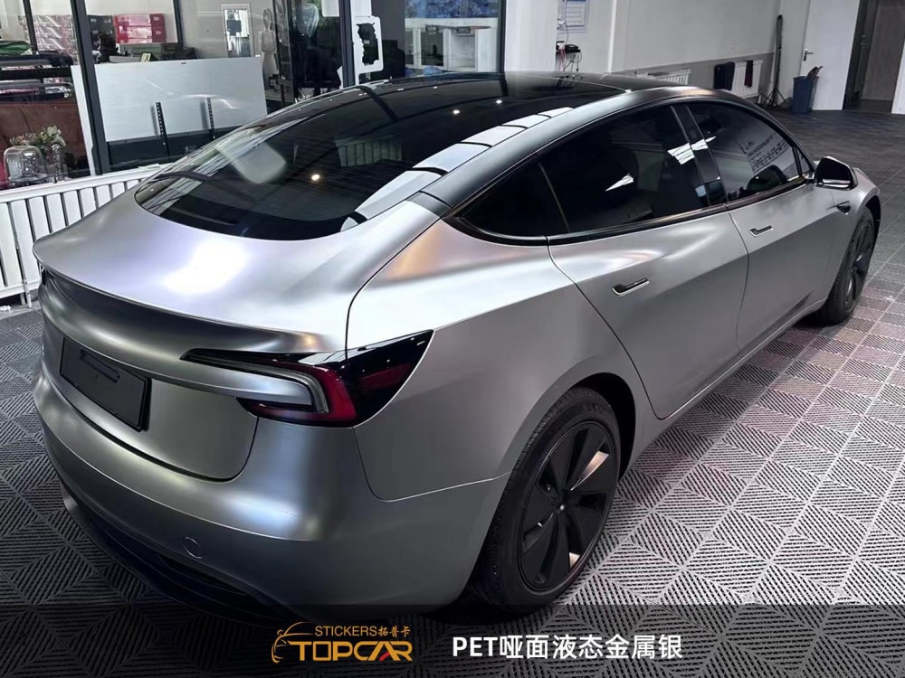 Premium Car Wrap Matte | TOPCAR Liquid Metal Matte Space Silver Car Wrap Vinyl Silver