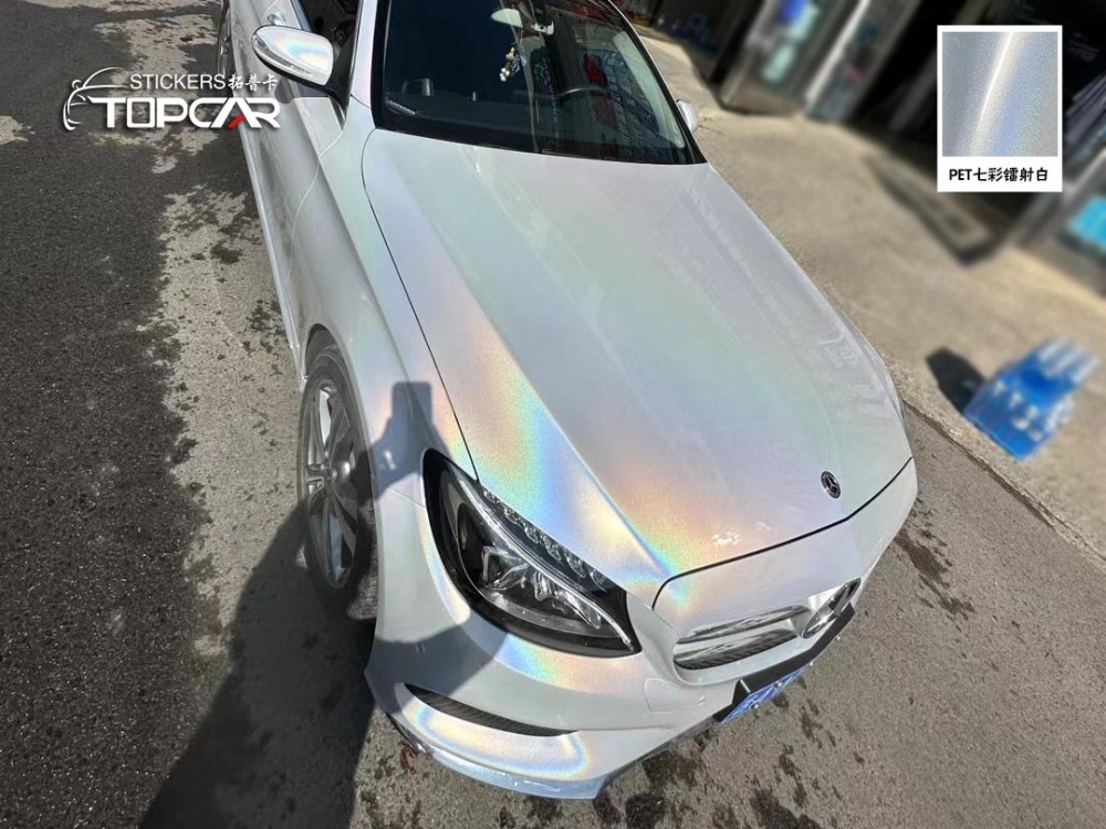 Luminous Car White Wrap | TOPCAR Diamond Laser White Vinyl Wrap Auto
