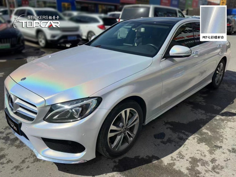 Luminous Car White Wrap | TOPCAR Diamond Laser White Vinyl Wrap Auto