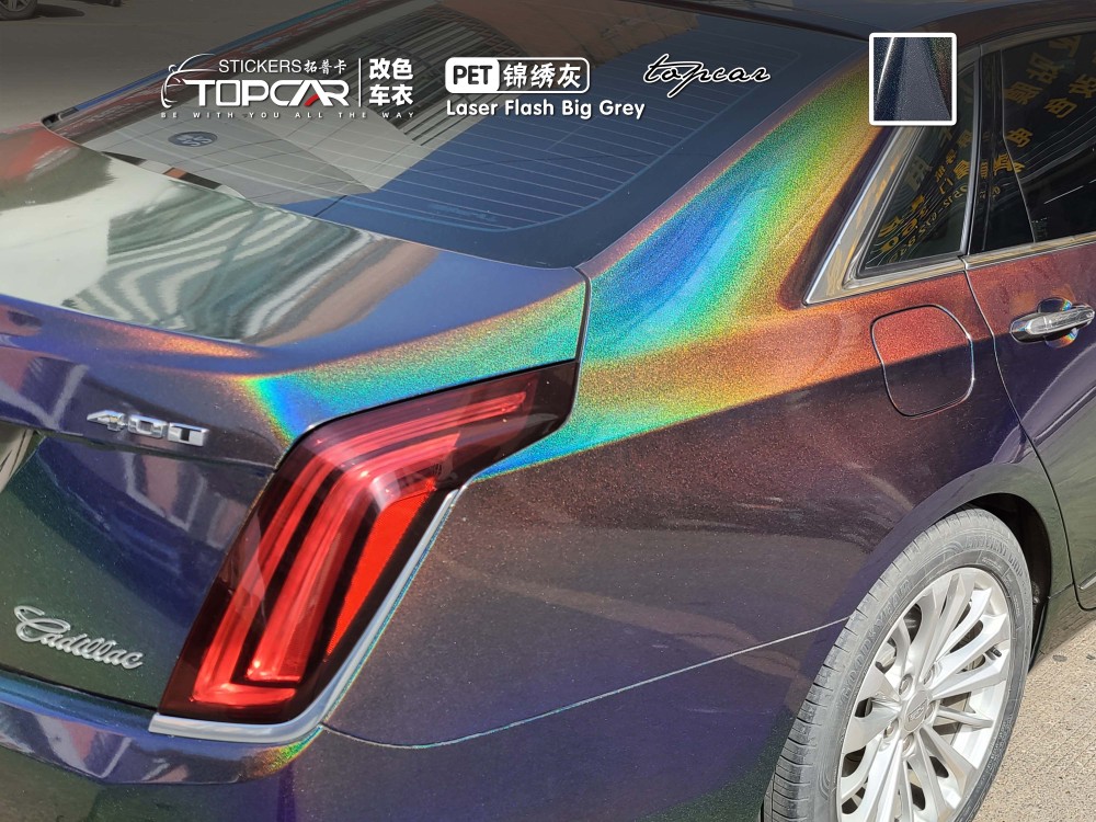 Industrial Car Wrap Grey | TOPCAR Laser Flash Big Grey Car Wrap Vinyl Roll