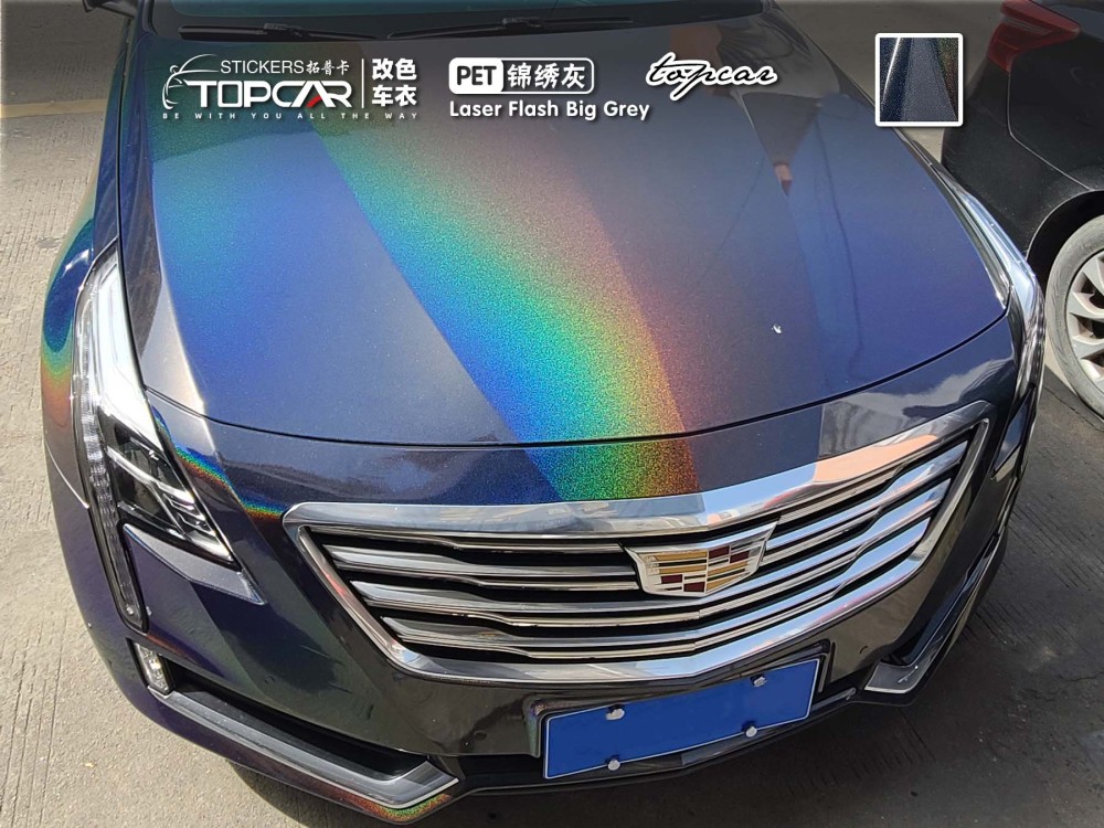 Industrial Car Wrap Grey | TOPCAR Laser Flash Big Grey Car Wrap Vinyl Roll