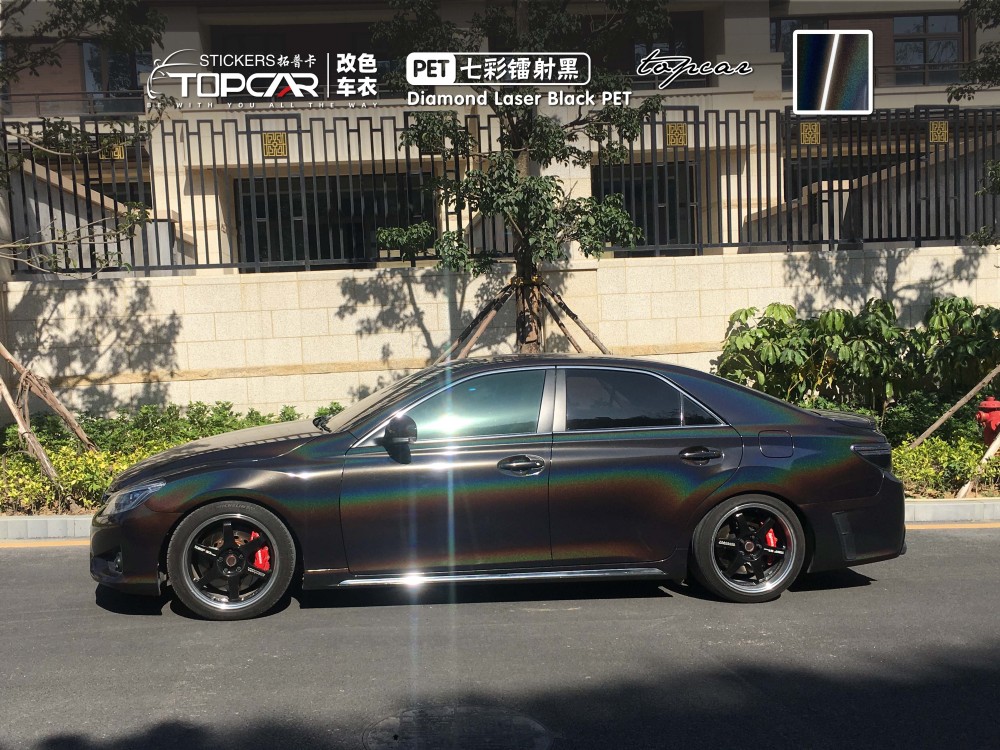 Ultimate Car Wrap Vinyl Film Black | TOPCAR Diamond Laser Black for Professional Car Wrappers