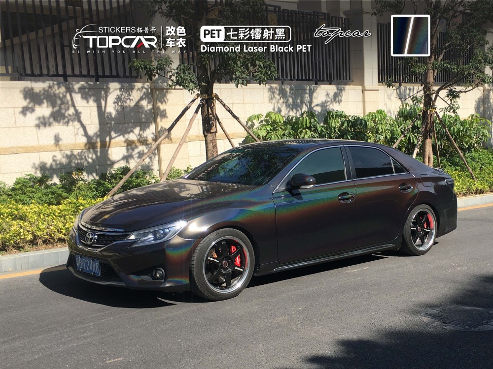 Ultimate Car Wrap Vinyl Film Black | TOPCAR Diamond Laser Black for Professional Car Wrappers