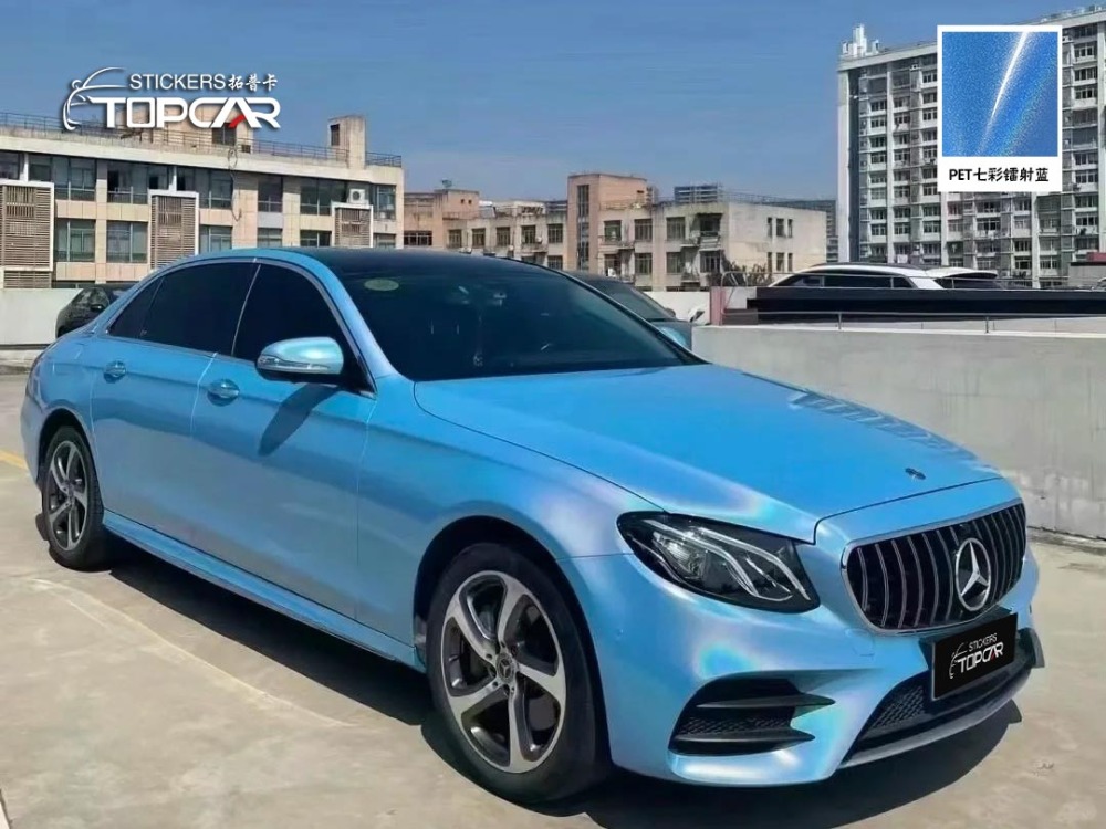 Premium Car Full Body Vinyl Sticker | TOPCAR Diamond Laser Blue Car Vinyl Paper