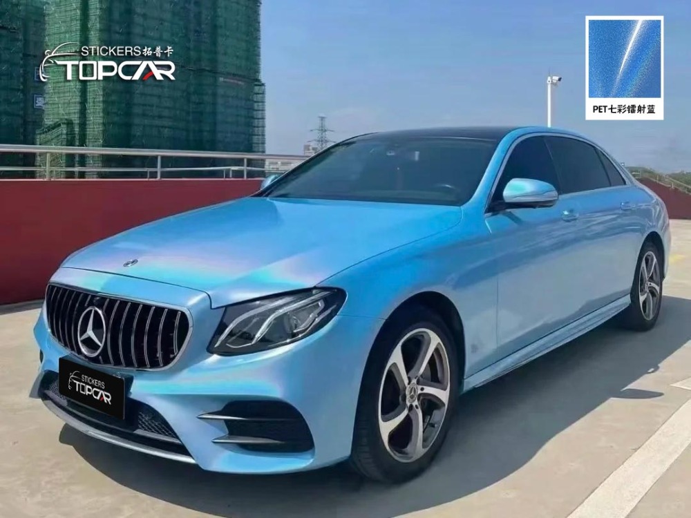 Premium Car Full Body Vinyl Sticker | TOPCAR Diamond Laser Blue Car Vinyl Paper