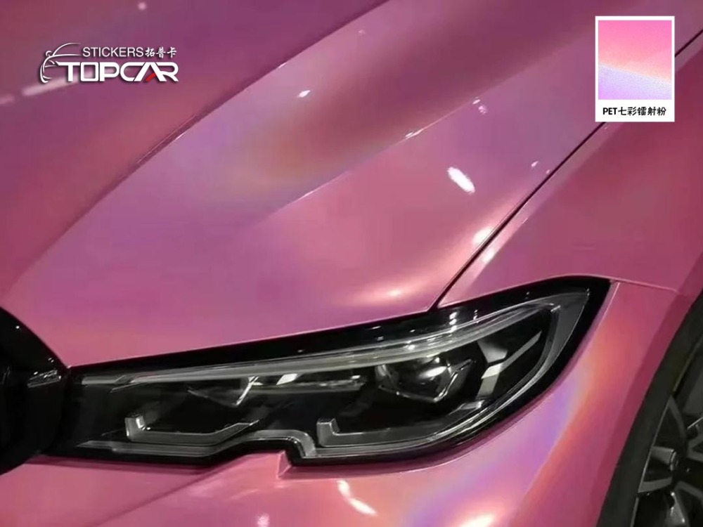 Exclusive Car Wrap Vinyl Supplier | TOPCAR Diamond Laser Pink Car Wrap Printed Vinyl