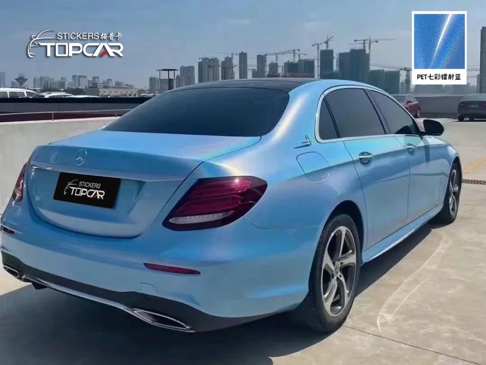 Premium Car Full Body Vinyl Sticker | TOPCAR Diamond Laser Blue Car Vinyl Paper