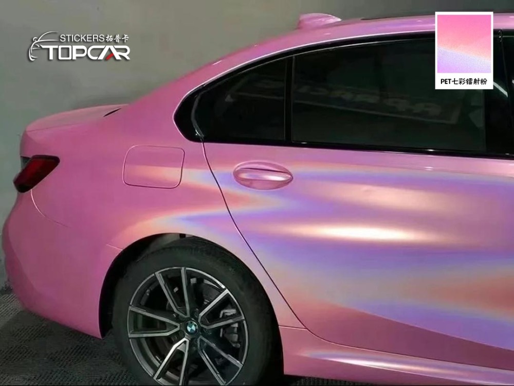 Exclusive Car Wrap Vinyl Supplier | TOPCAR Diamond Laser Pink Car Wrap Printed Vinyl