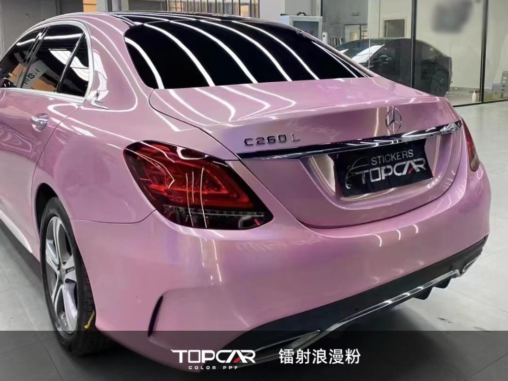 Exclusive Vinyl Car Wrap Wholesale | TOPCAR Diamond Laser Romantic Pink Car Vinyl Sticker Roll