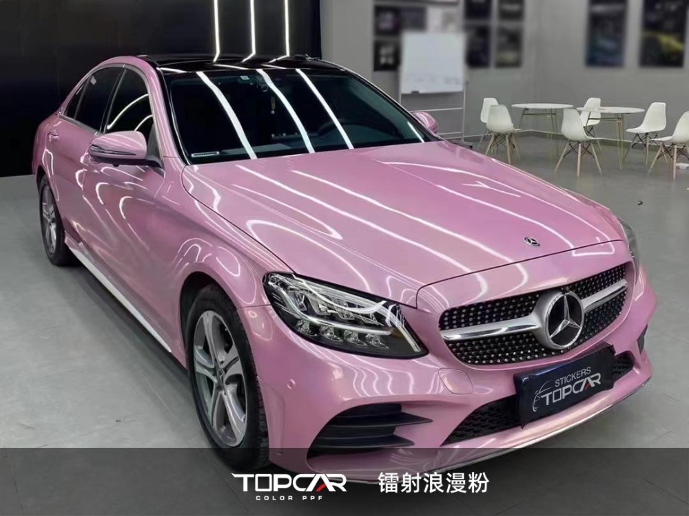 Exclusive Vinyl Car Wrap Wholesale | TOPCAR Diamond Laser Romantic Pink Car Vinyl Sticker Roll