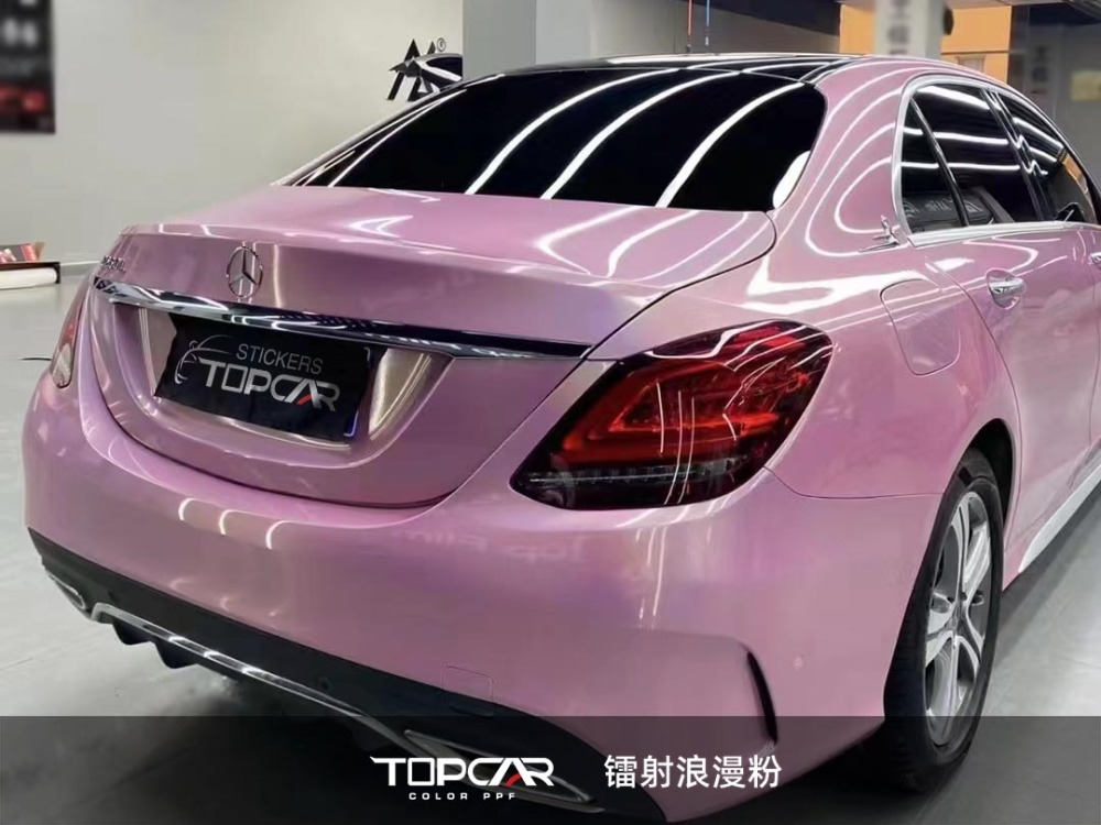 Exclusive Vinyl Car Wrap Wholesale | TOPCAR Diamond Laser Romantic Pink Car Vinyl Sticker Roll