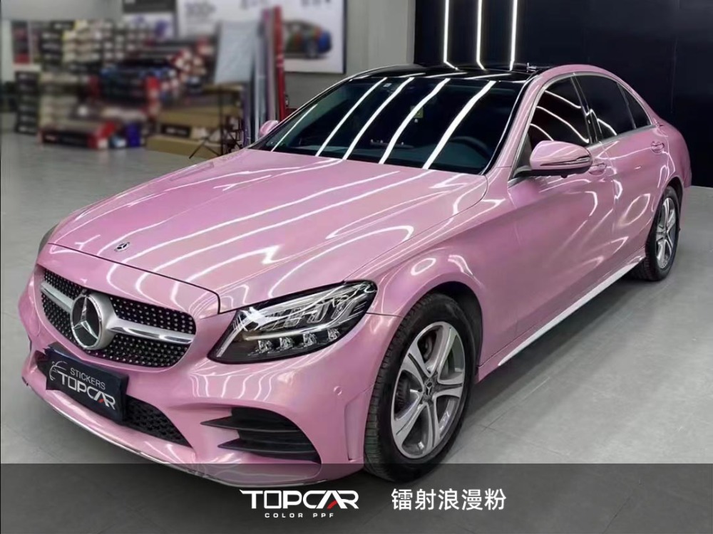 Exclusive Vinyl Car Wrap Wholesale | TOPCAR Diamond Laser Romantic Pink Car Vinyl Sticker Roll
