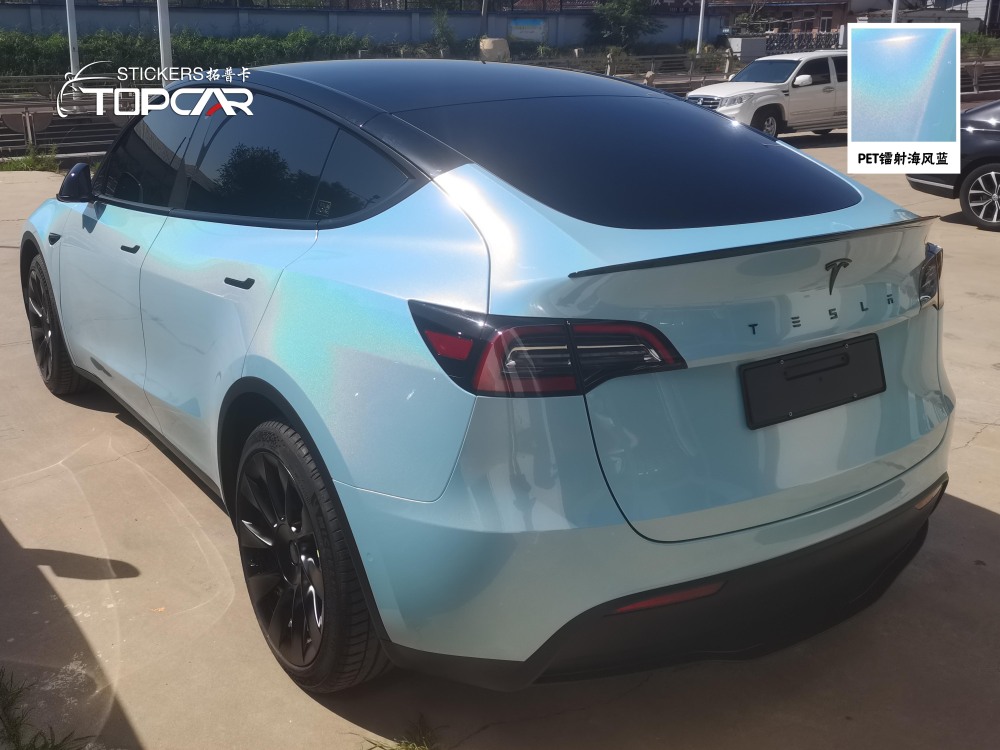 Vibrant Car Light Blue Film | TOPCAR Diamond Laser Sea Breeze Blue Car Vinyl Sticker Roll