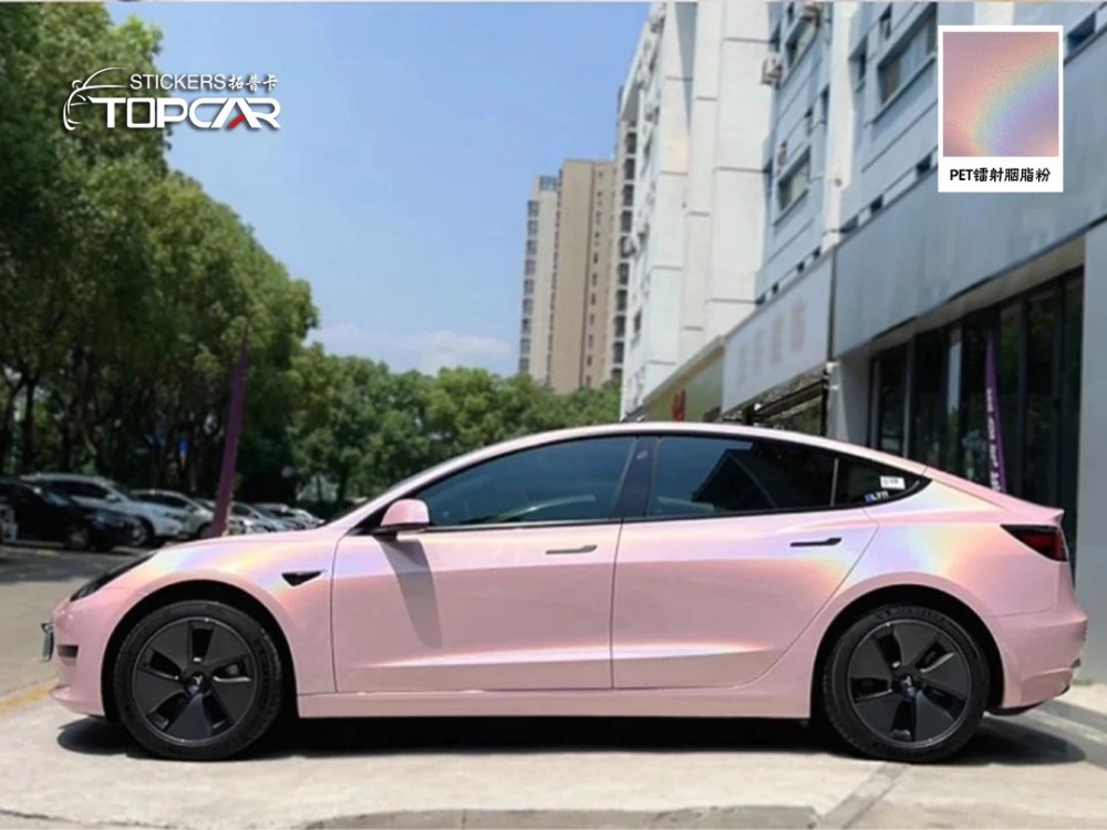 Luxury Car Wrapping Film Vinyl | TOPCAR Diamond Laser Powder Pink Color Car Vinyl Film