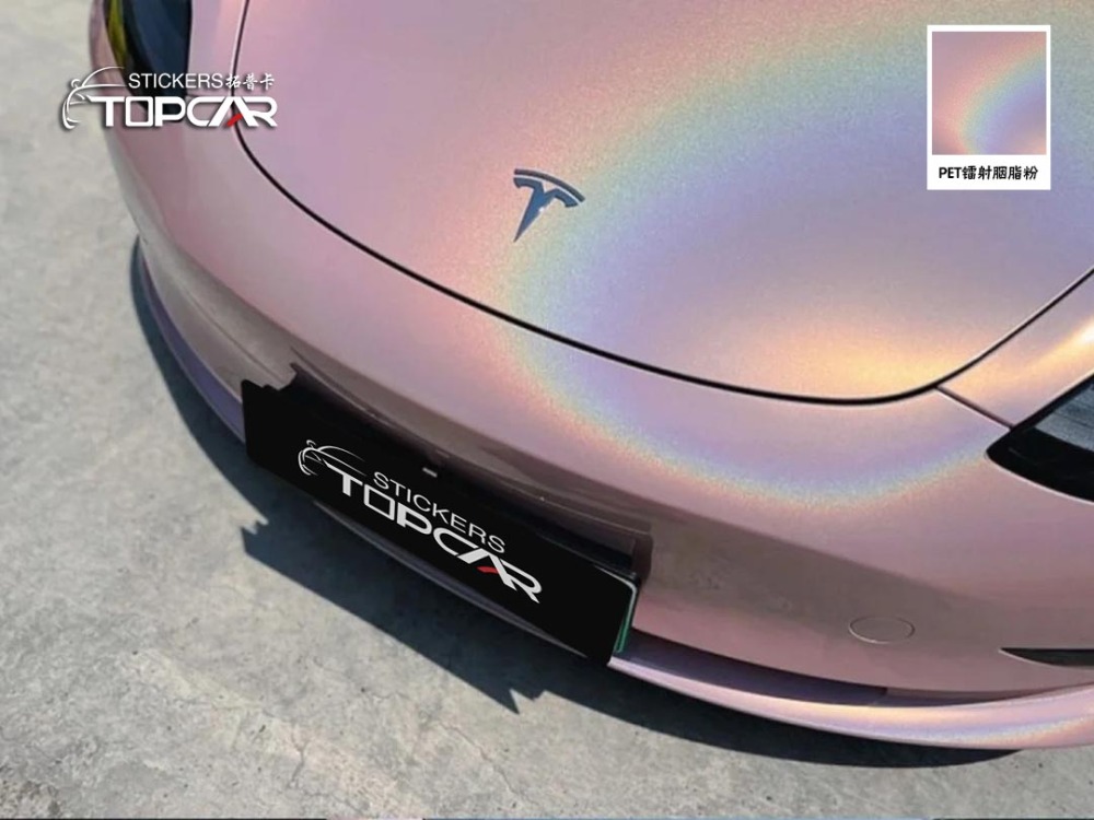 Luxury Car Wrapping Film Vinyl | TOPCAR Diamond Laser Powder Pink Color Car Vinyl Film