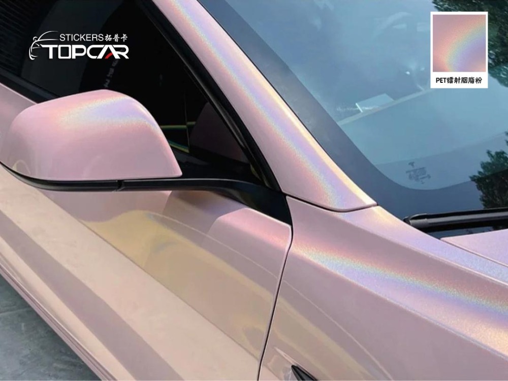 Luxury Car Wrapping Film Vinyl | TOPCAR Diamond Laser Powder Pink Color Car Vinyl Film