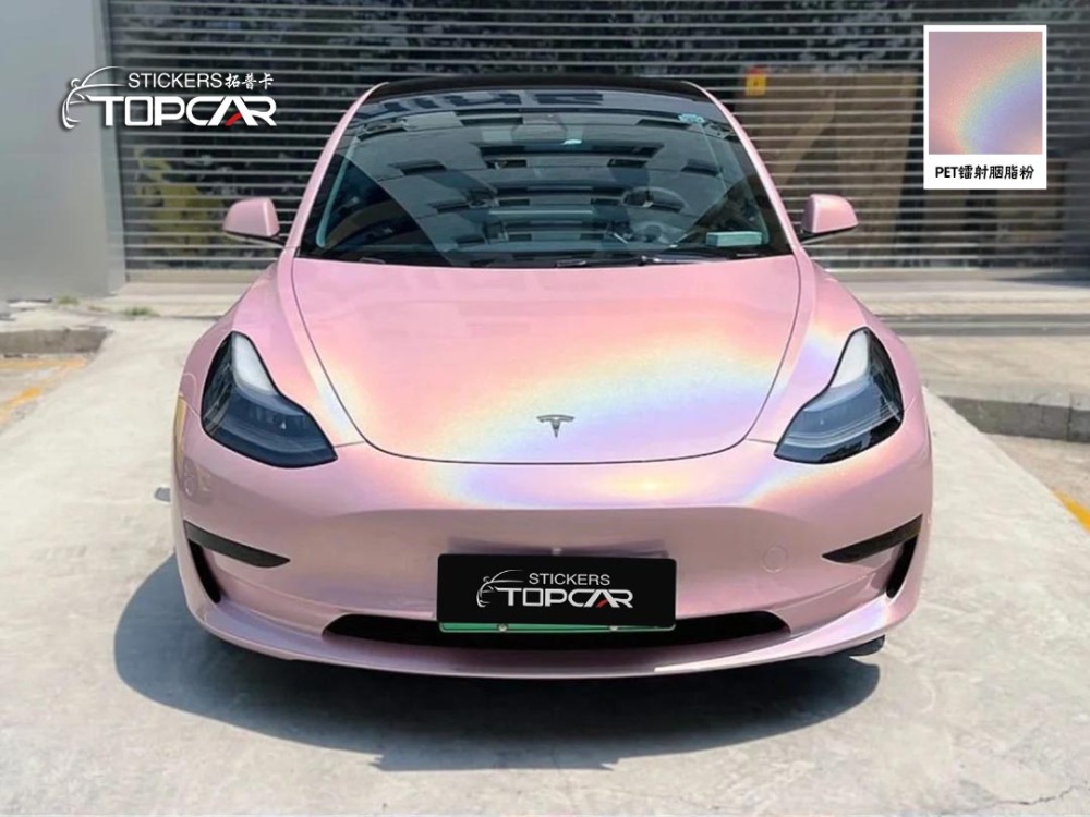 Luxury Car Wrapping Film Vinyl | TOPCAR Diamond Laser Powder Pink Color Car Vinyl Film