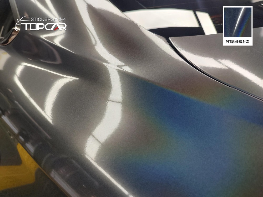 Advanced Car Wrapping Vinyl Roll with TOPCAR Rainbow Laser Grey Enhanced Wrap Stretch Film