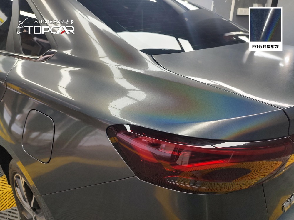 Advanced Car Wrapping Vinyl Roll with TOPCAR Rainbow Laser Grey Enhanced Wrap Stretch Film