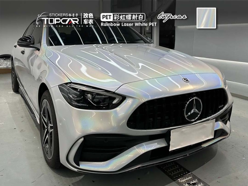 Innovative Car Vinyl Wrap White Solution Featuring TOPCAR Rainbow Laser White Vehicle Wrap Foil
