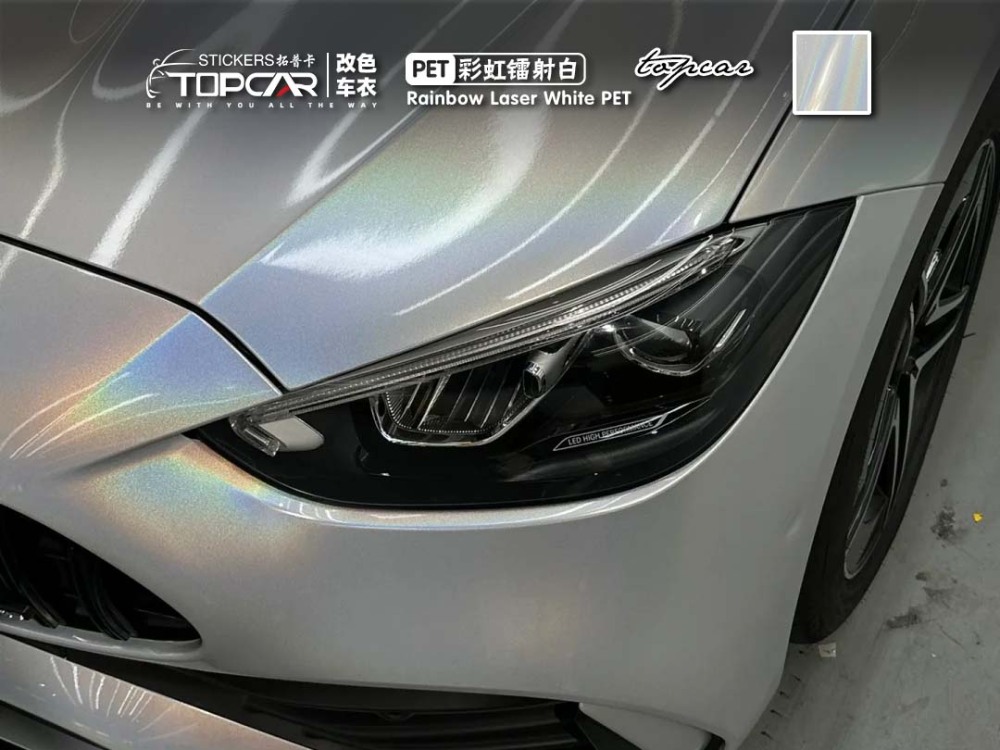 Innovative Car Vinyl Wrap White Solution Featuring TOPCAR Rainbow Laser White Vehicle Wrap Foil