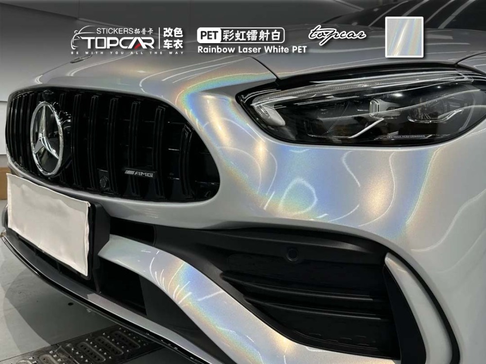 Innovative Car Vinyl Wrap White Solution Featuring TOPCAR Rainbow Laser White Vehicle Wrap Foil