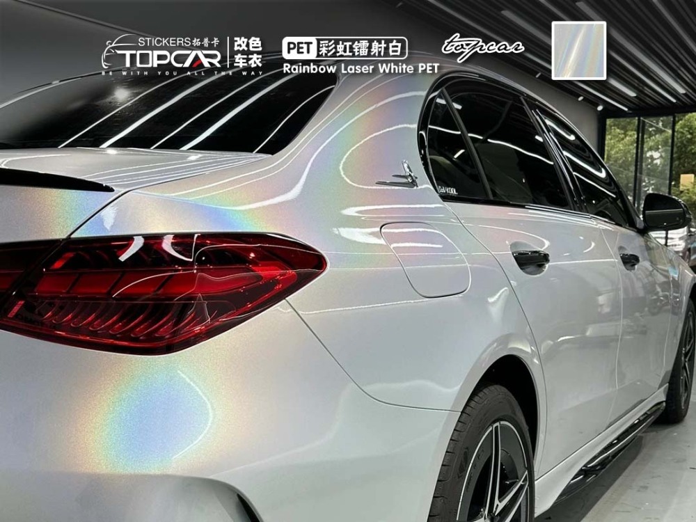 Innovative Car Vinyl Wrap White Solution Featuring TOPCAR Rainbow Laser White Vehicle Wrap Foil