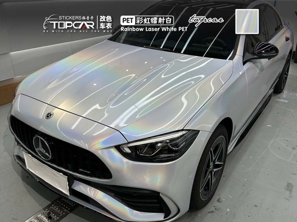 Innovative Car Vinyl Wrap White Solution Featuring TOPCAR Rainbow Laser White Vehicle Wrap Foil