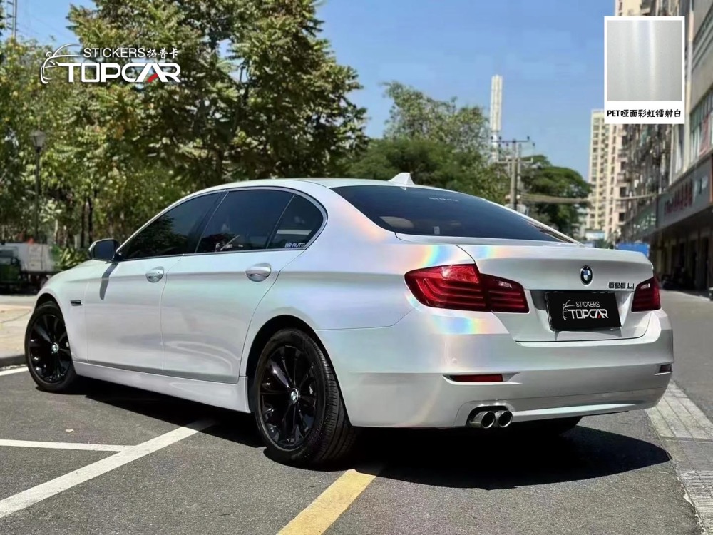Innovative Car Films Technology in TOPCAR Matte Rainbow Laser White Car Wrap Vinyl Film White