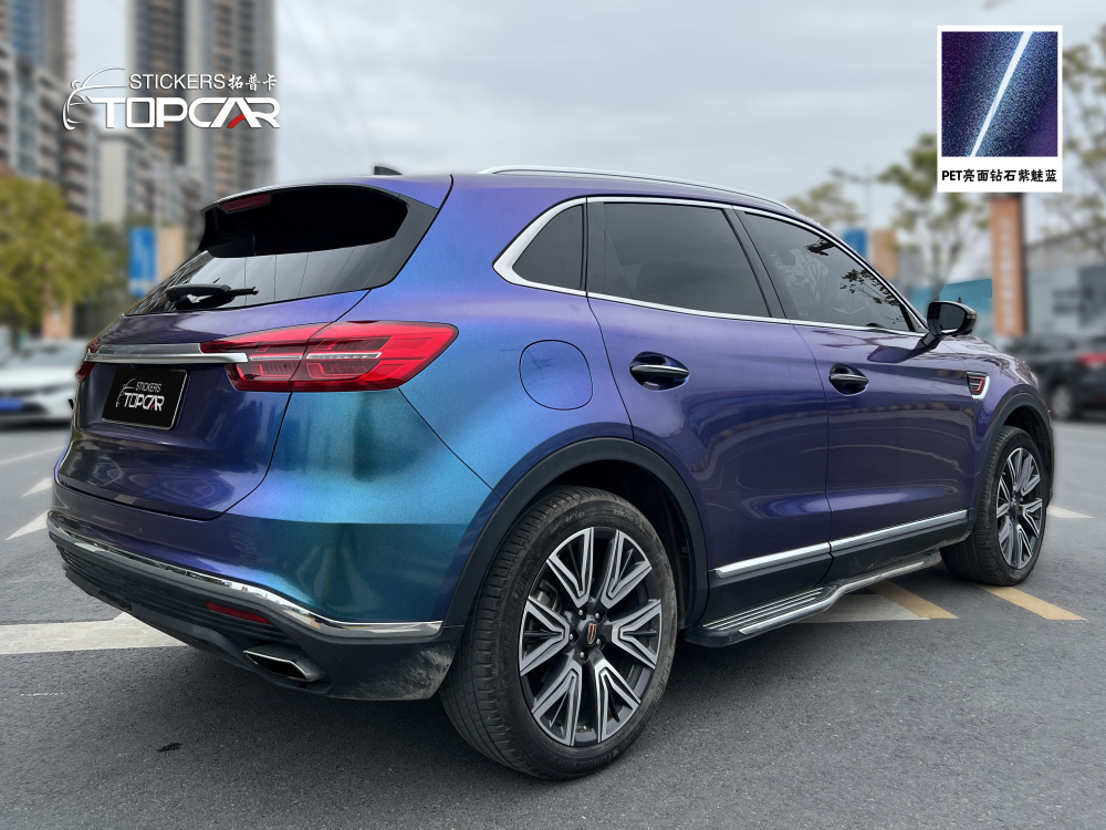 Advanced Car Color Change Wraps Featuring TOPCAR Glossy Chameleon Purple Blue Car Chameleon Vinyl Stickers