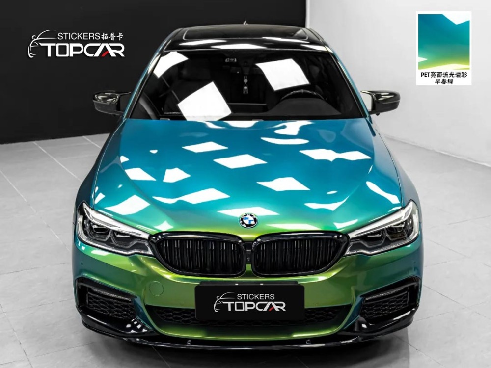 Expanding Car Wrap Green Colors Collection with TOPCAR Glossy Chameleon Spring Green for Professional Car Wrap Business