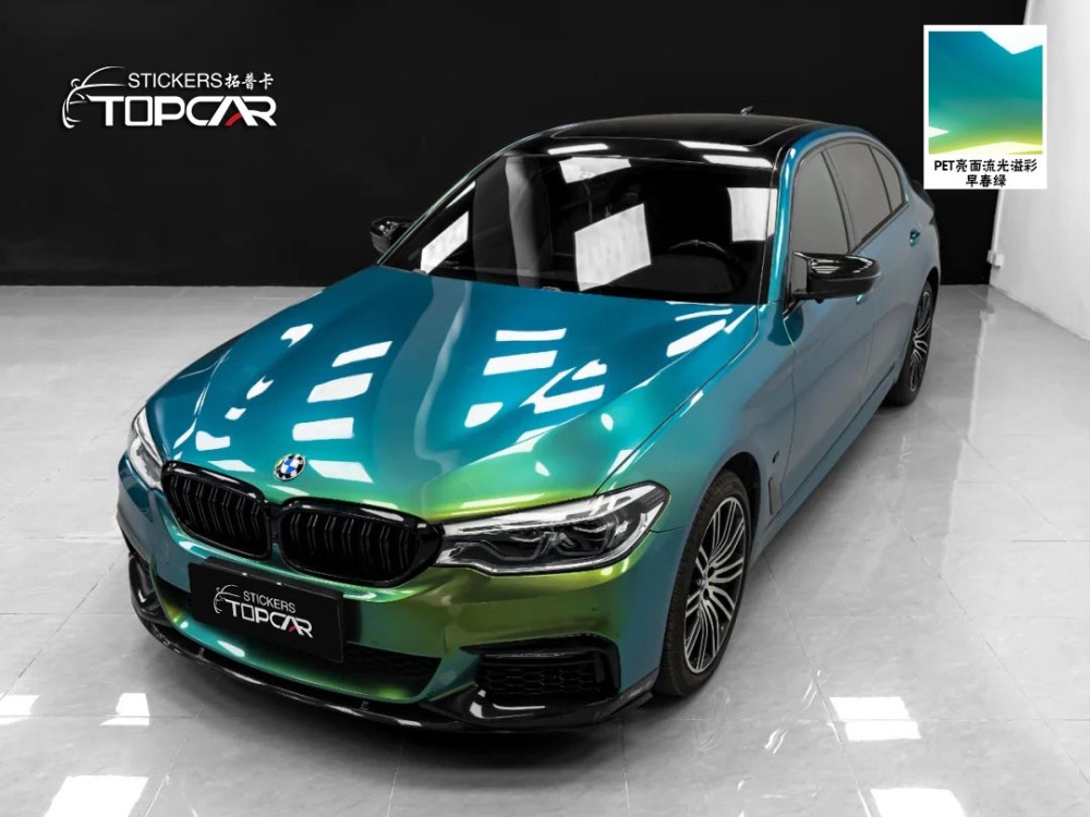 Expanding Car Wrap Green Colors Collection with TOPCAR Glossy Chameleon Spring Green for Professional Car Wrap Business