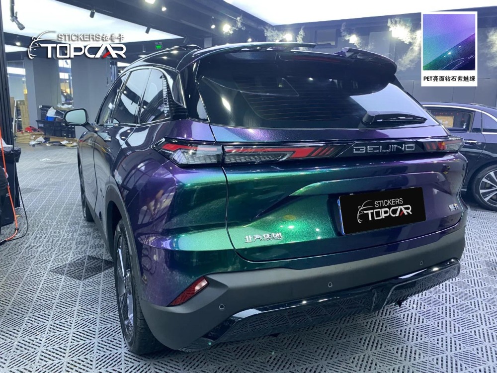 Premium Car Wrapping Foil Solutions Featuring TOPCAR Glossy Diamond Purple Green Luxury Car Vinyl Wrap Gloss Purple