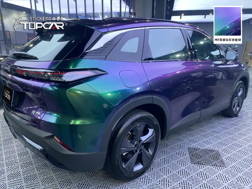 Premium Car Wrapping Foil Solutions Featuring TOPCAR Glossy Diamond Purple Green Luxury Car Vinyl Wrap Gloss Purple