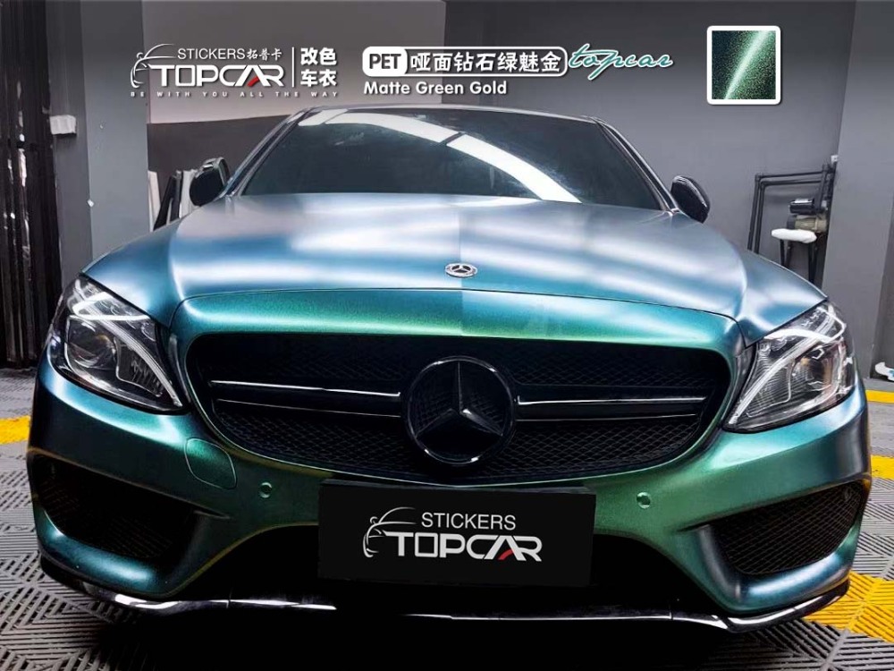 Comprehensive Car Full Body Vinyl Sticker Solutions Featuring TOPCAR Matte Chameleon Green Gold Premium Car Chameleon Vinyl