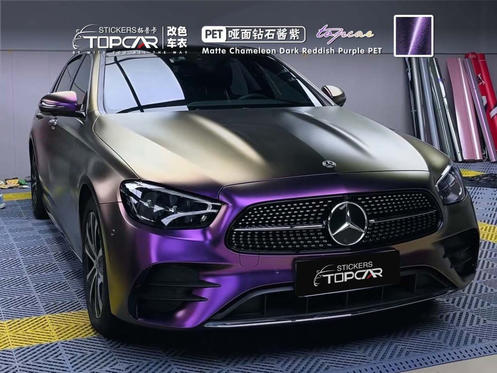 Innovative Car Wrap Vinyl Design Solutions with TOPCAR Matte Chameleon Dark Reddish Purple Featuring Advanced Car Wrap Vinyl Air Free Technology