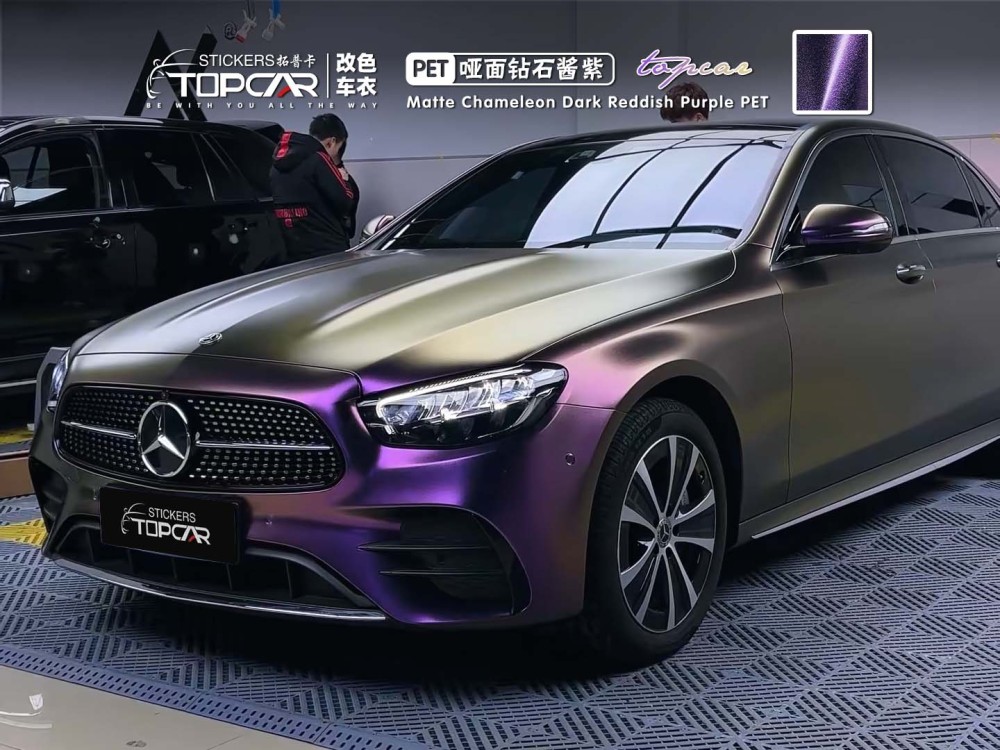 Innovative Car Wrap Vinyl Design Solutions with TOPCAR Matte Chameleon Dark Reddish Purple Featuring Advanced Car Wrap Vinyl Air Free Technology