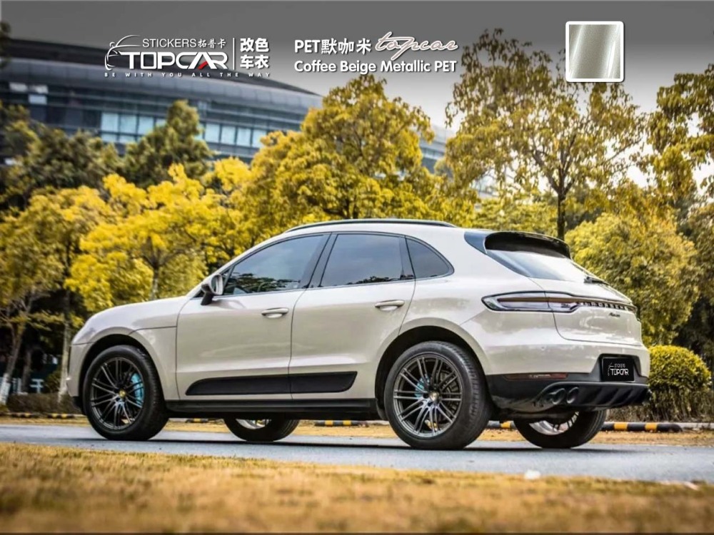 Technical Color Car Wraps Systems Featuring TOPCAR Coffee Beige Metallic in Professional Car Decoration Vinyl Sticker Applications
