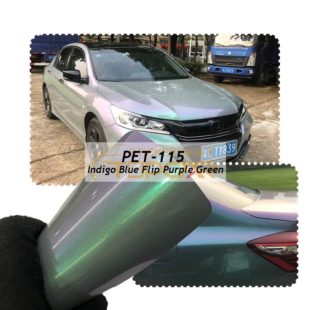 Technical Car Body Decoration Folie Systems Featuring TOPCAR Indigo Blue Flip Purple Green in Advanced Car Wrap Printed Vinyl Applications