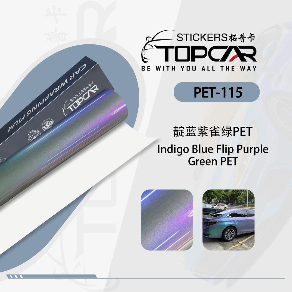 Technical Car Body Decoration Folie Systems Featuring TOPCAR Indigo Blue Flip Purple Green in Advanced Car Wrap Printed Vinyl Applications
