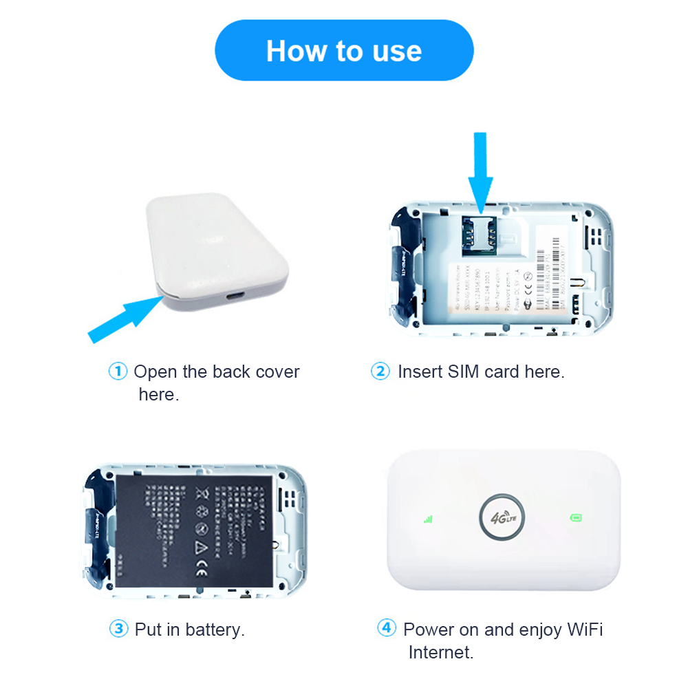 HOSAYA GS26 | PORTABLE 4G WIFI Router | Standard SIM | 8 WIFI Users | 2100mAh Removable Battery