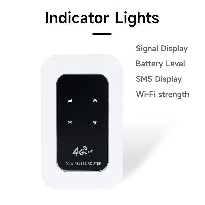 Portable WiFi 4G SIM Card Router 10 WiFi Users Built-in Battery LED Indicators Saving Power High Speed Travel Hotspot 4G LTE WiFi Modem Mini Router Unlocked 4G mifi Pocket WiFi
