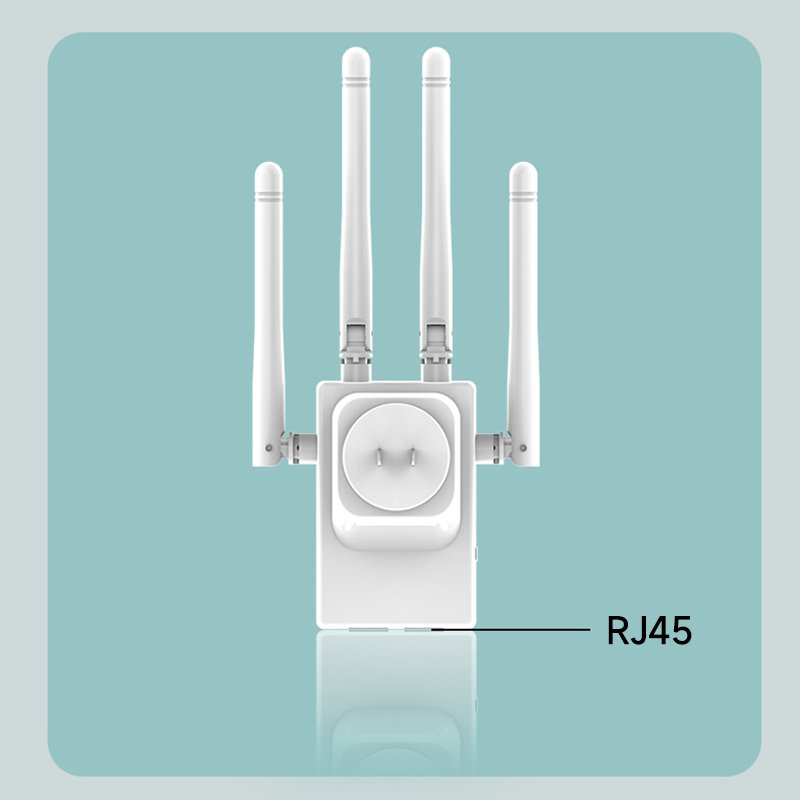 WiFi Extender WiFi Repeater 1200Mbps (AC1200) Dual Bands Signal Booster for 5000 sq.ft and 68 Devices, Big External Antenna x 4, RJ45 Port x 2, WiFi Range Amplifier, Easy 1-tap Setup