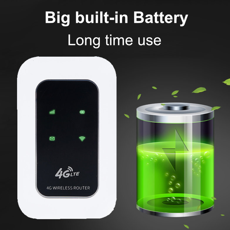 Portable WiFi 4G SIM Card Router 10 WiFi Users Built-in Battery LED Indicators Saving Power High Speed Travel Hotspot 4G LTE WiFi Modem Mini Router Unlocked 4G mifi Pocket WiFi