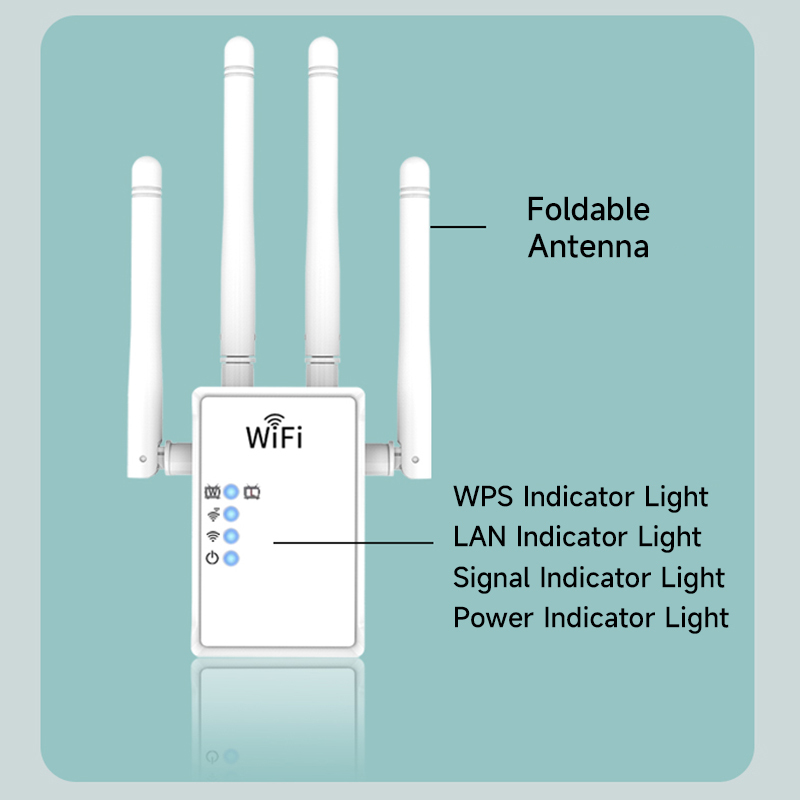 WiFi Extender WiFi Repeater 1200Mbps (AC1200) Dual Bands Signal Booster for 5000 sq.ft and 68 Devices, Big External Antenna x 4, RJ45 Port x 2, WiFi Range Amplifier, Easy 1-tap Setup
