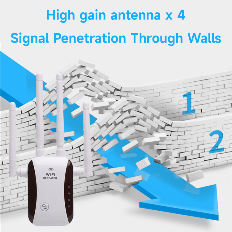 WiFi Extender WiFi Repeater Signal Booster for House Up to 5000 sq.ft and 40 Devices, External WiFi Antenna x 4, RJ45 Port x 1, WPS, WiFi Range Extender, WiFi Amplifier, Easy one Key Setup