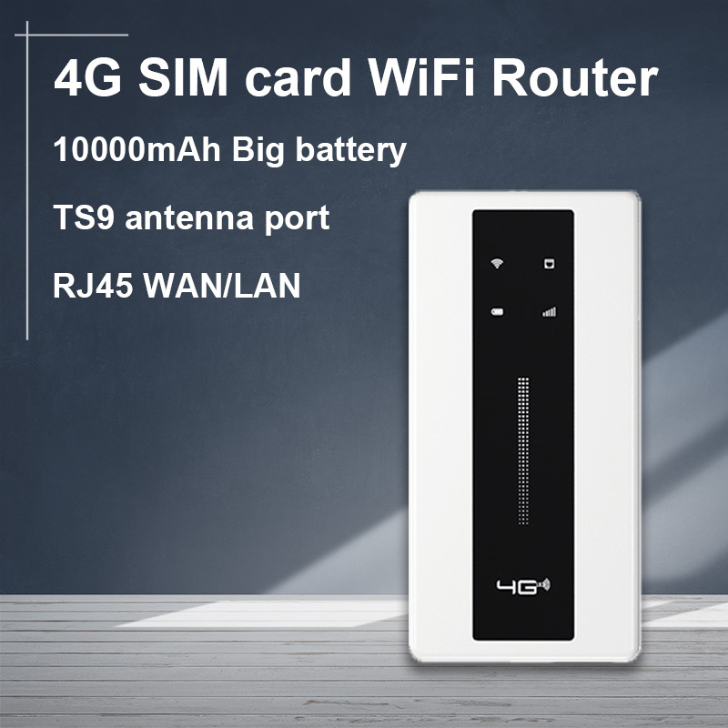 HOSAYA 4G SIM card wifi router portable wifi modem 4G CPE hotspot 10 WIFI Users 10000mAh Built-In Battery  1 RJ45 Port 1 CRC9 Port