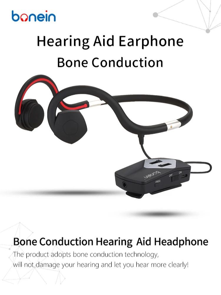 BN803 Bone Conduction Headphone  sound amplifier 7 adjustable bands TV earphone built-in battery Hearing Aid Earphone