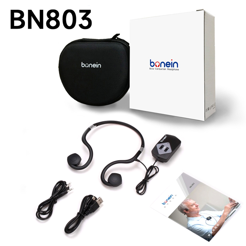 BN803 Bone Conduction Headphone  sound amplifier 7 adjustable bands TV earphone built-in battery Hearing Aid Earphone